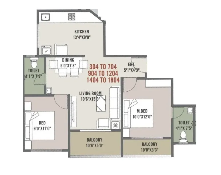 Keshav Tathastu Aura Unit plan - 735 sq.ft.