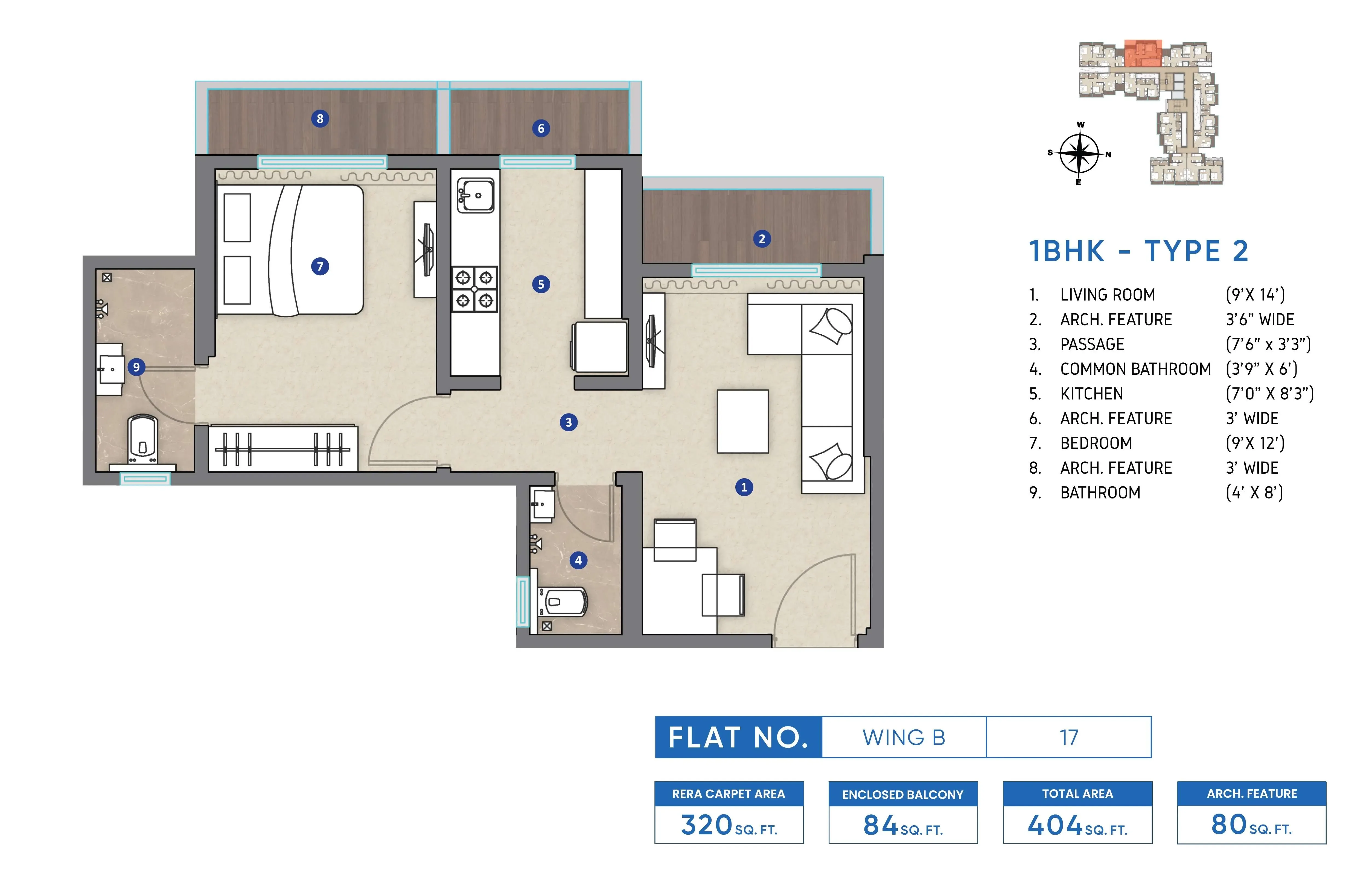 Shripal Sattva Unit plan - 404 sq.ft.