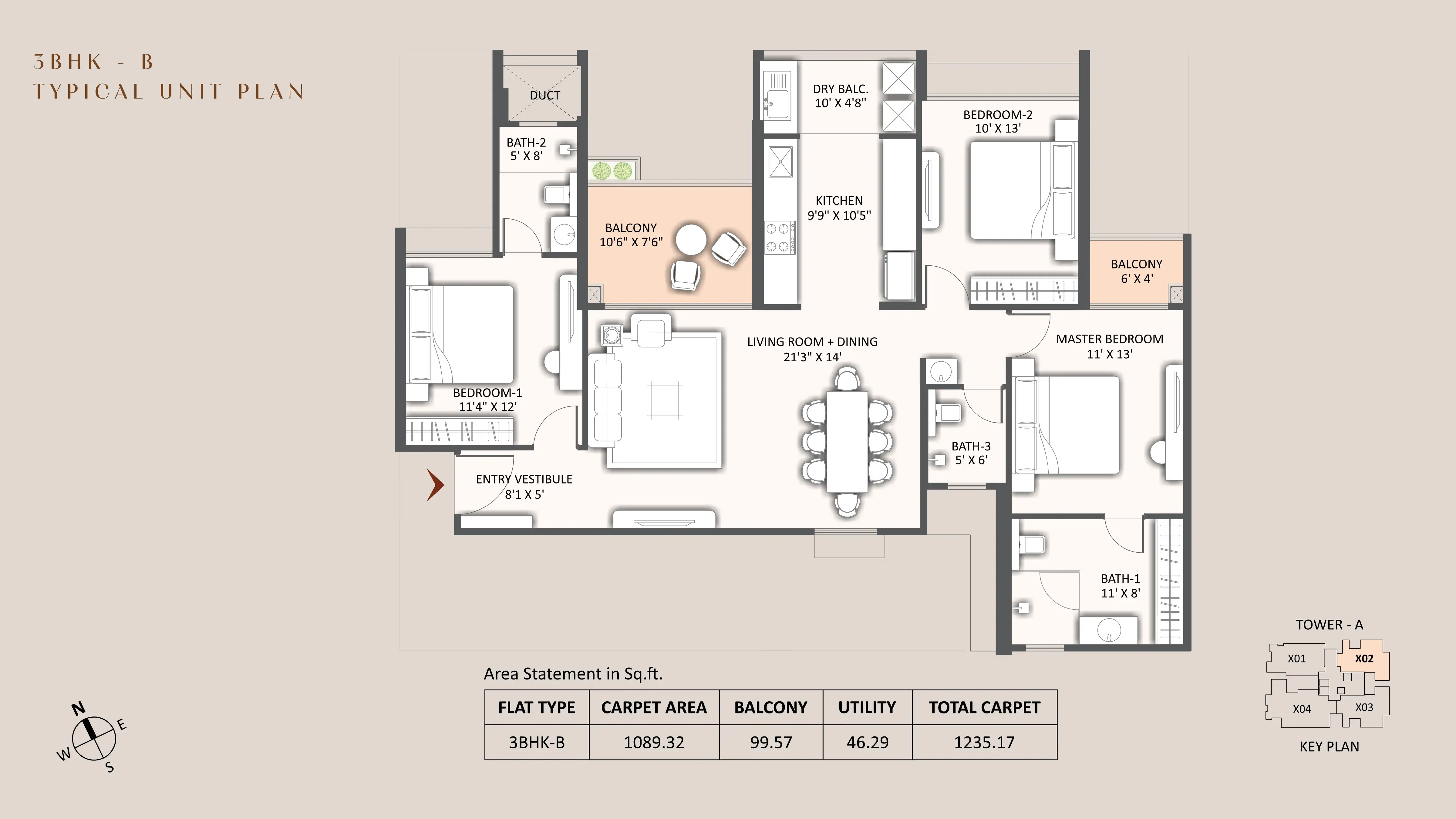 Unit plan - 1235 sq.ft.
