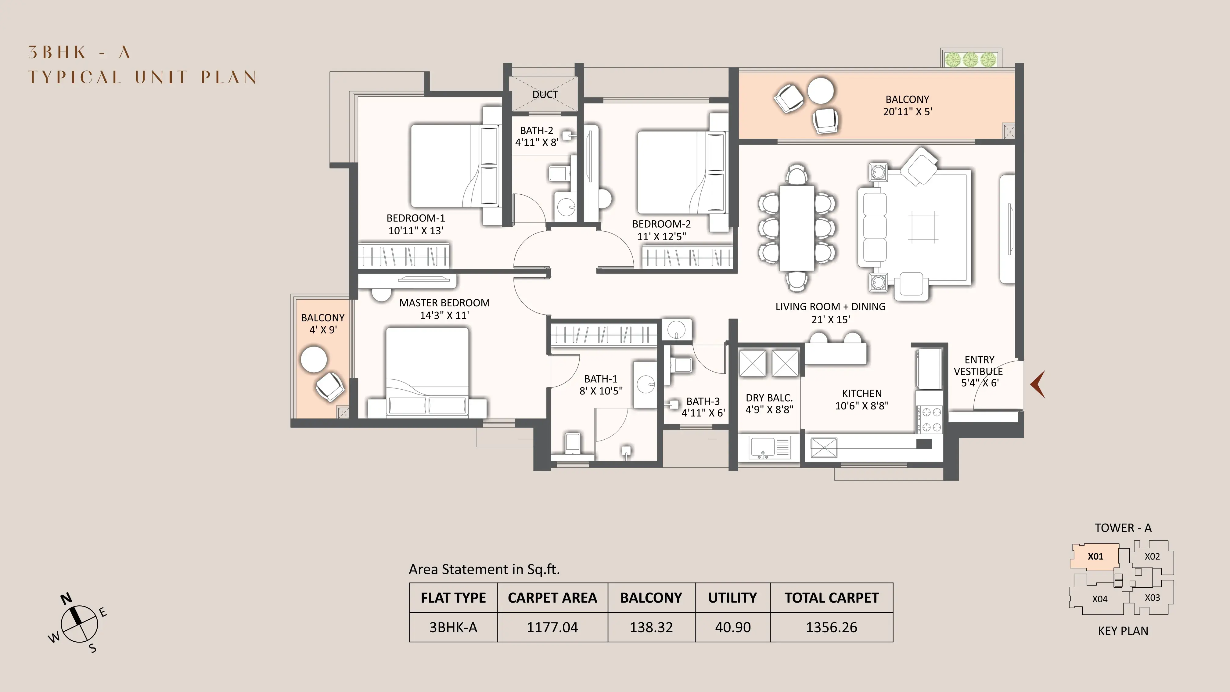 Austin Aurus Unit plan - 1356 sq.ft.