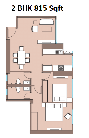 Adani Monte South Unit plan - 815 sq.ft.