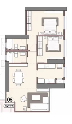 Adani Monte South Unit plan - 855 sq.ft.