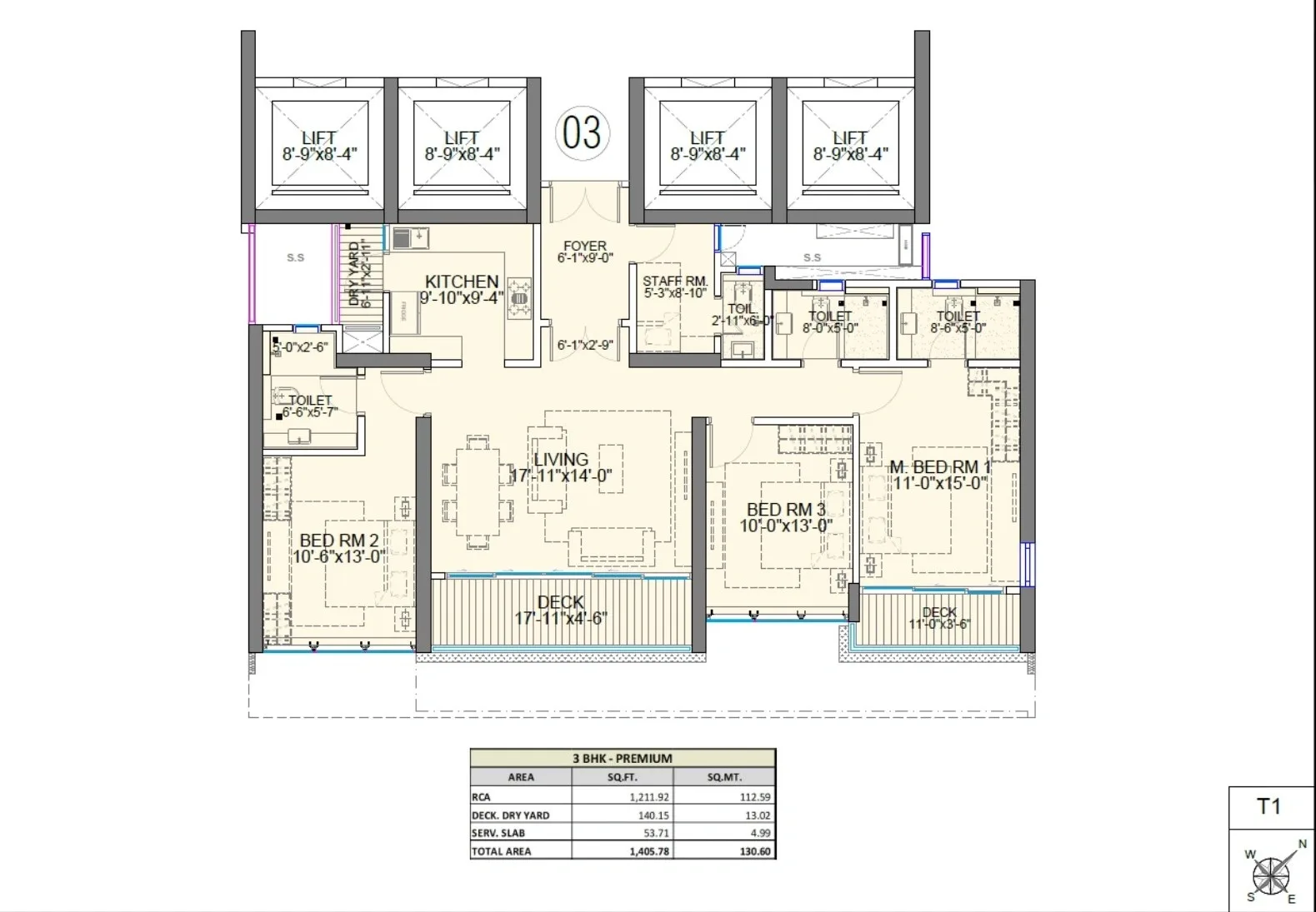 Unit plan - 1406 sq.ft.