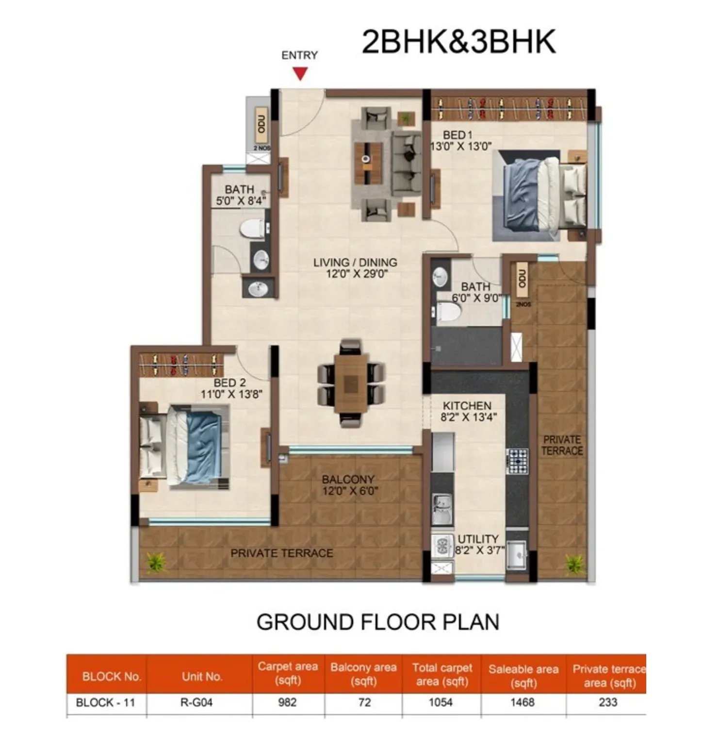Casagrand Casamia Unit plan - 1130 sq.ft.