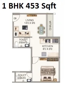 Unit plan - 453 sq.ft.