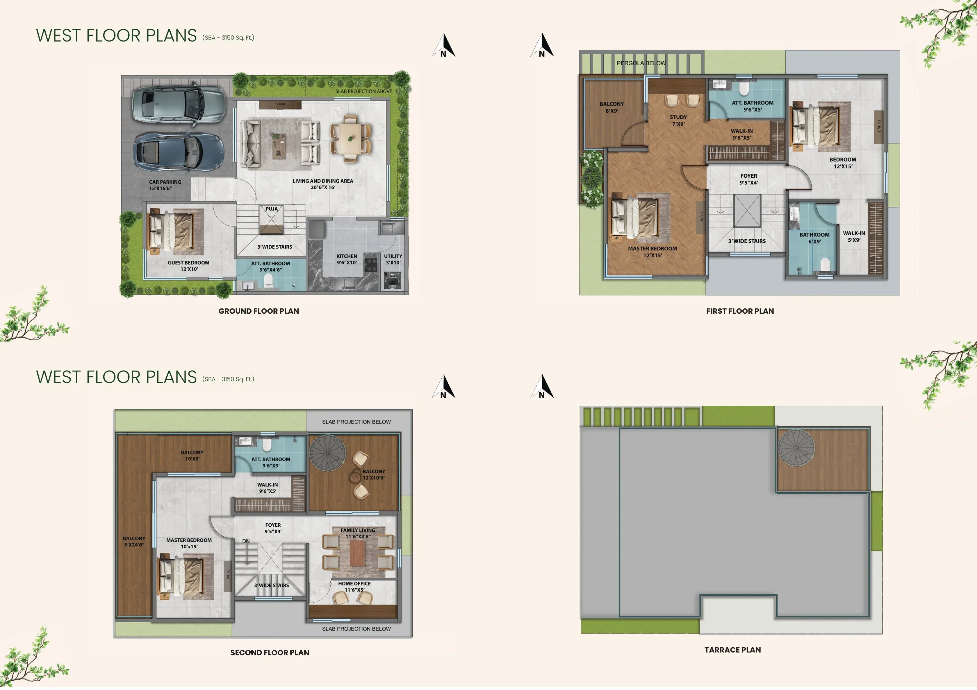HPR Shades Of Green Unit plan - 1200 sq.ft.
