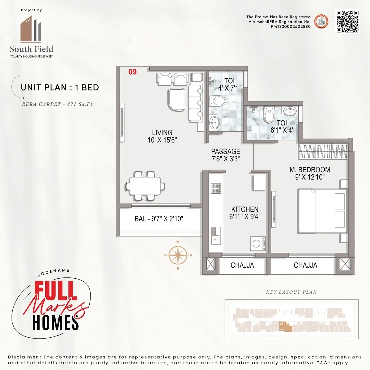 Southfield Datta Ashoka Unit plan - 471 sq.ft.