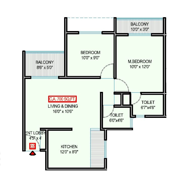 Landmark Riveeraa Unit plan - 700 sq.ft.