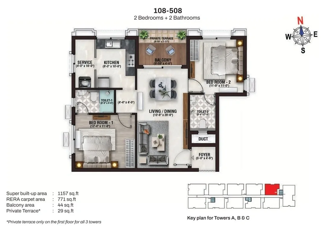 Nu Tech Central Park Unit plan - 810 sq.ft.