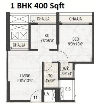 Unit plan - 400 sq.ft.
