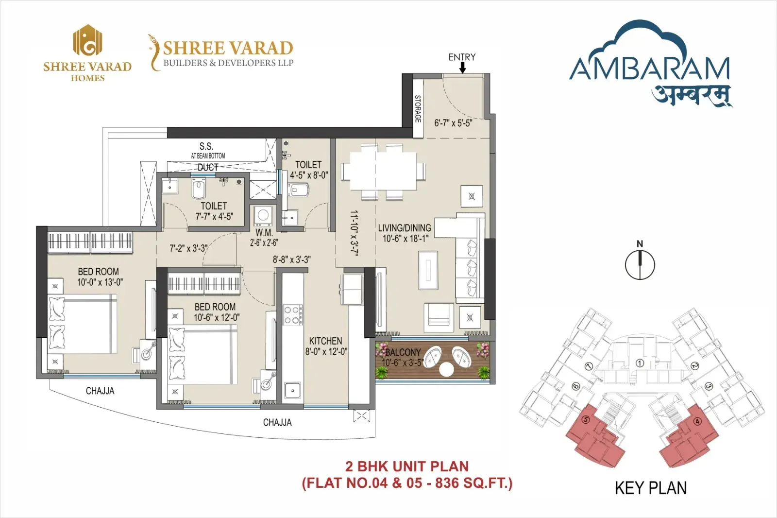 Shree Varad Ambaram Unit plan - 836 sq.ft.