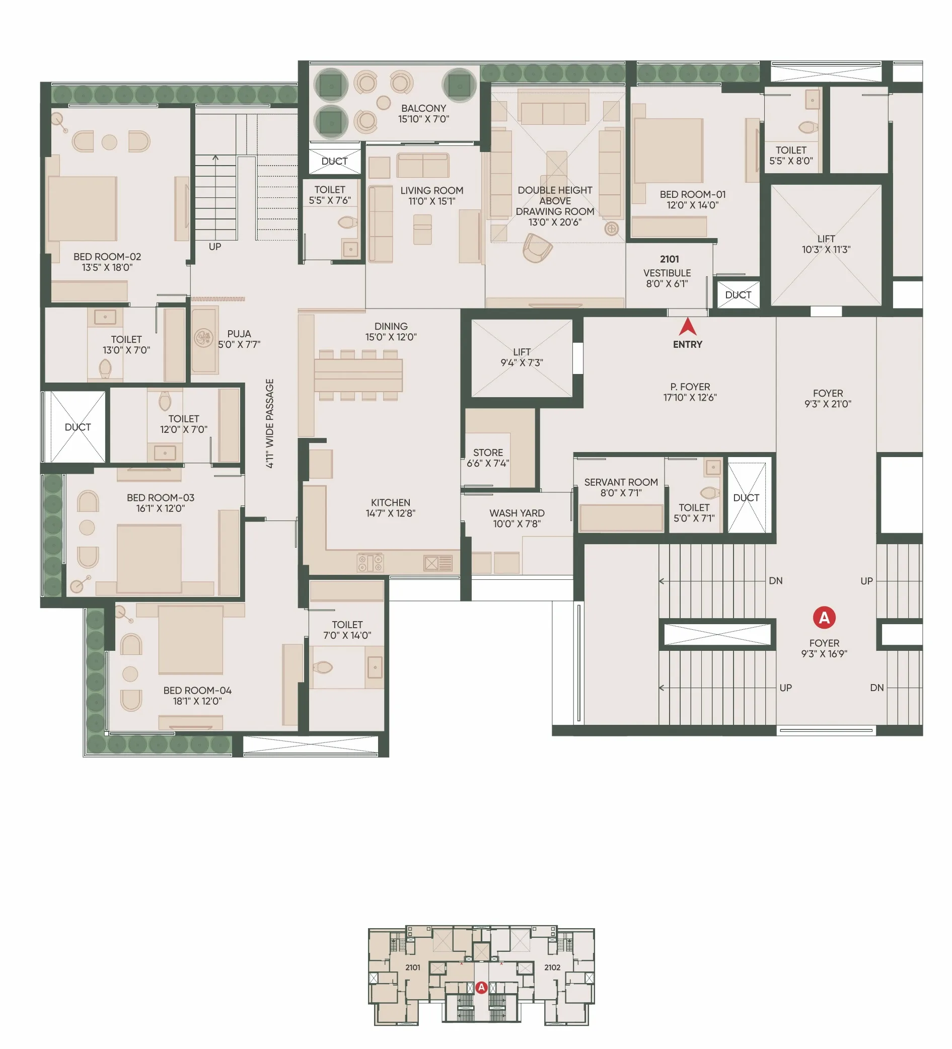 Unit plan - 1714 sq.ft.