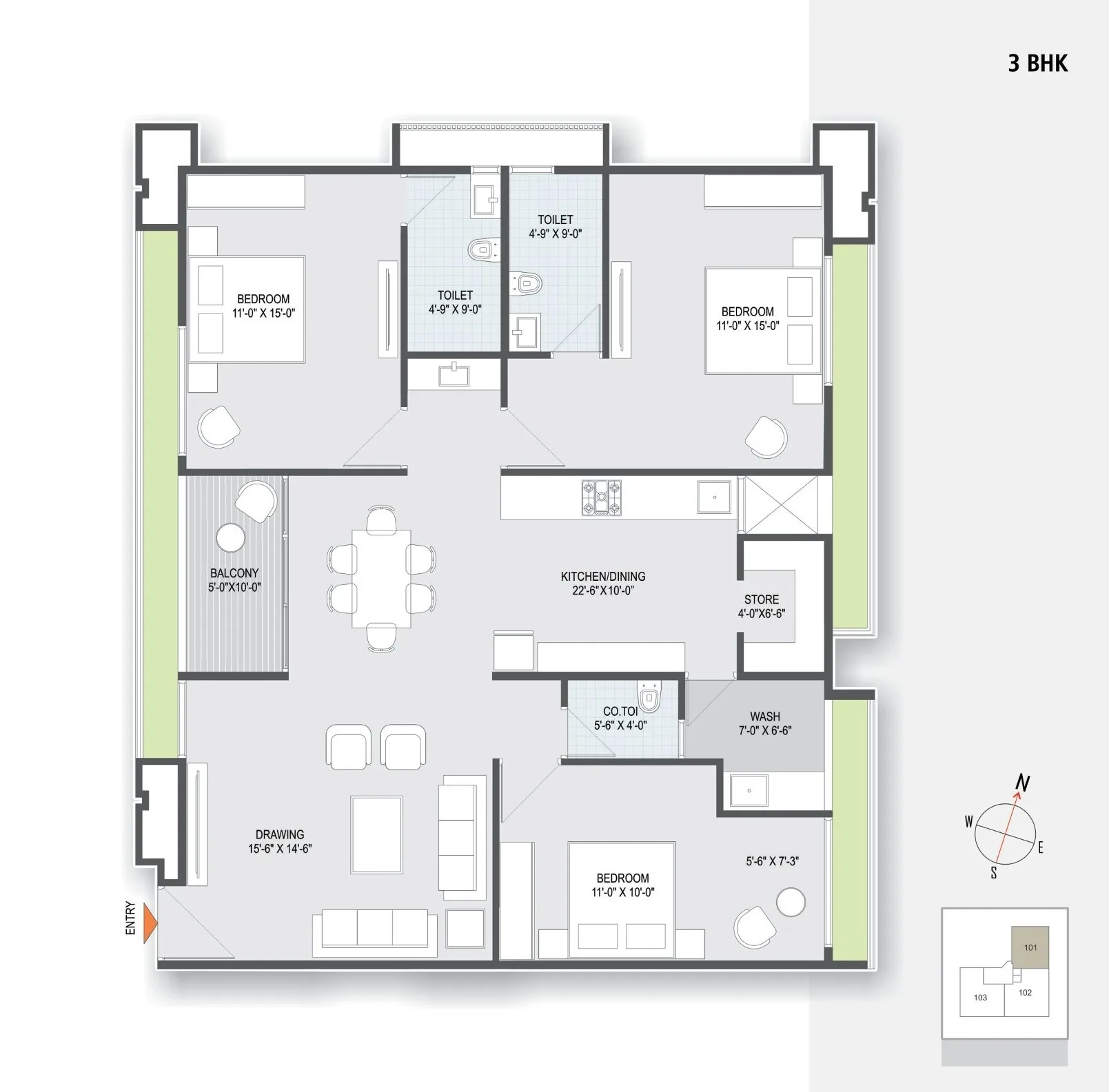 Unit plan - 1336 sq.ft.