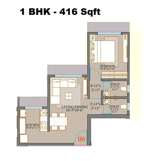 Unit plan - 416 sq.ft.