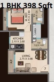 Unit plan - 398 sq.ft.
