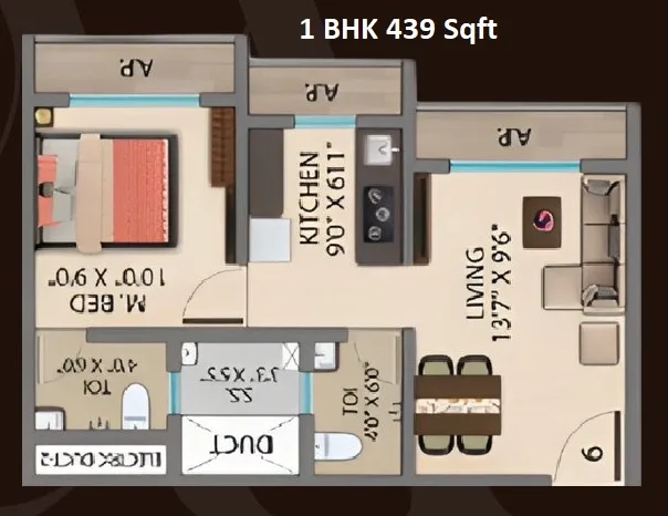 Mountain Serenity Unit plan - 439 sq.ft.