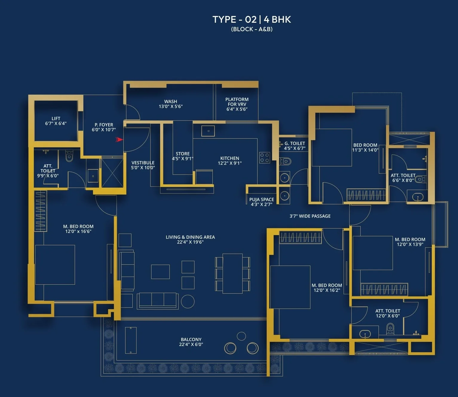 Shreeji Shangrila Unit plan - 2252 sq.ft.