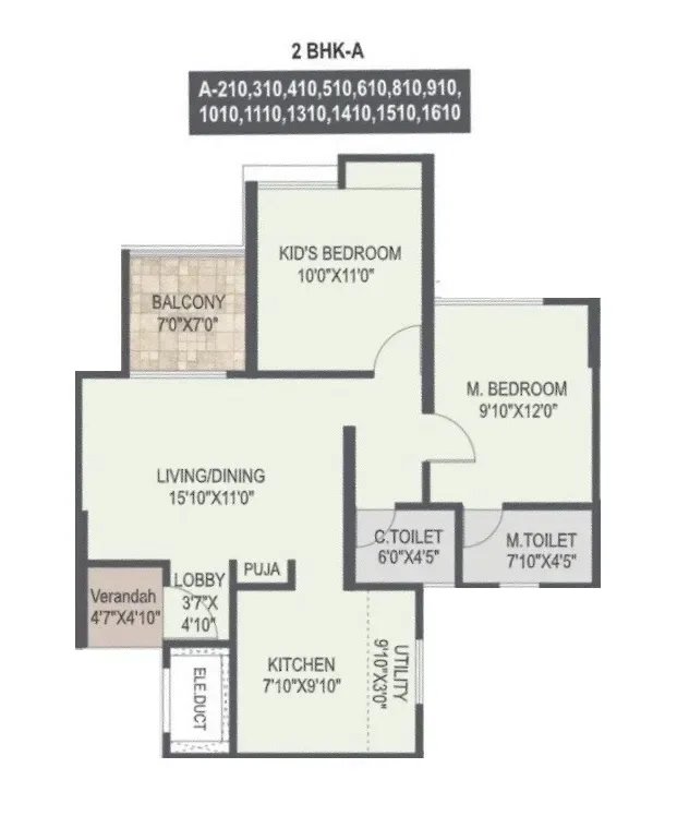 Mangalam Momento Unit plan - 747 sq.ft.