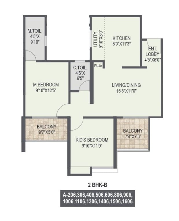 Mangalam Momento Unit plan - 798 sq.ft.