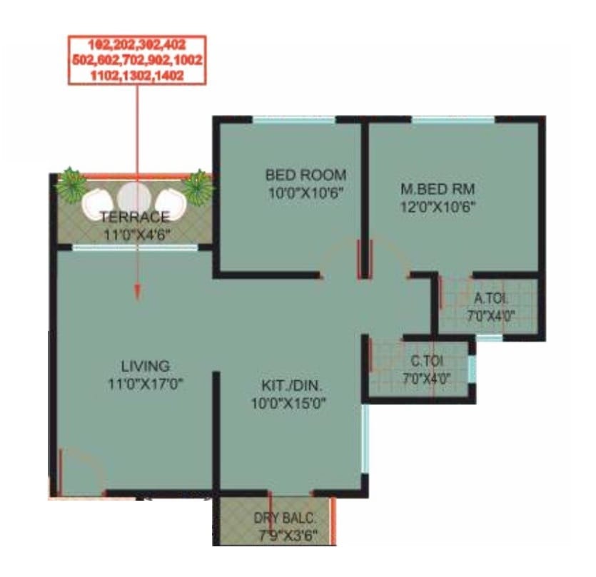 Unit plan - 750 sq.ft.