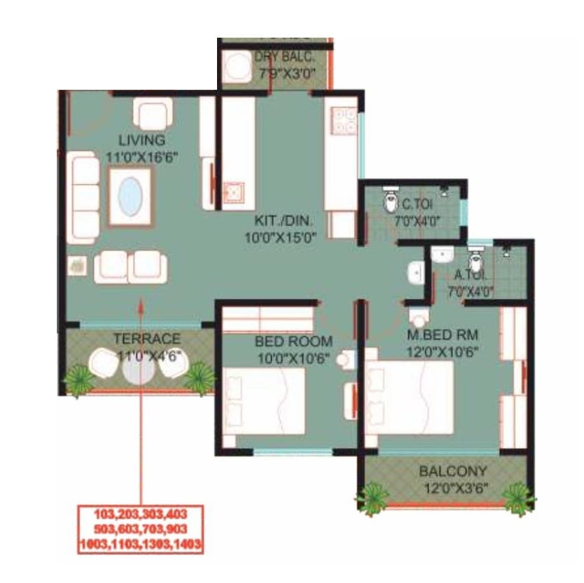 Renuka Brzee Unit plan - 785 sq.ft.