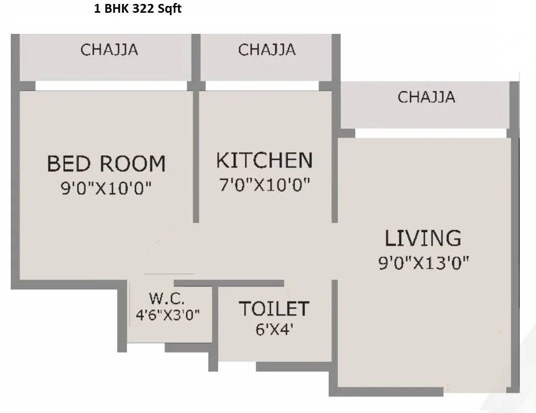 Bhaveshwar Florence Unit plan - 322 sq.ft.