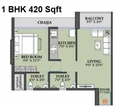 Unit plan - 420 sq.ft.