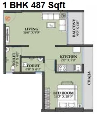 One Millennium Unit plan - 487 sq.ft.