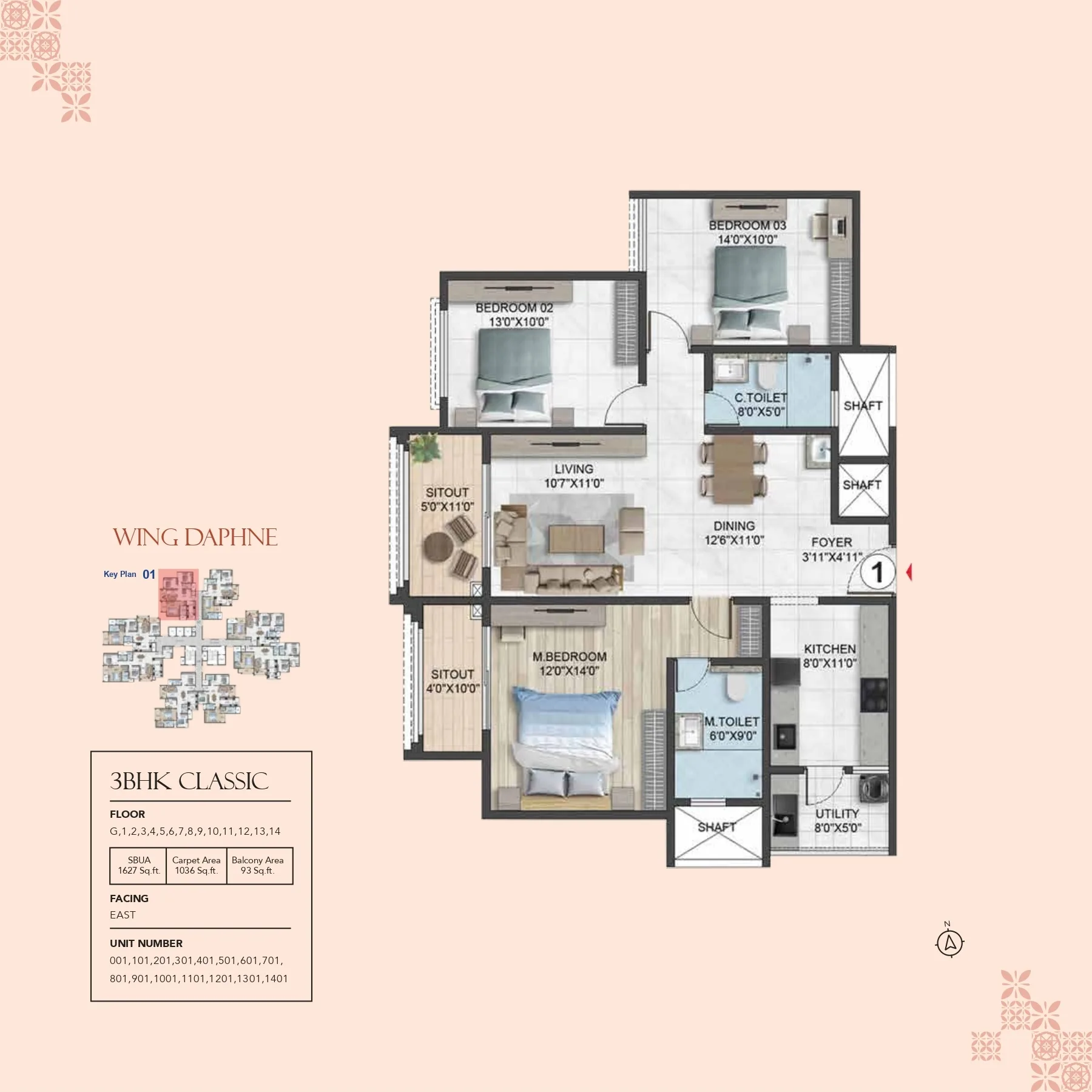 Sumadhura Solea Unit plan - 1138 sq.ft.