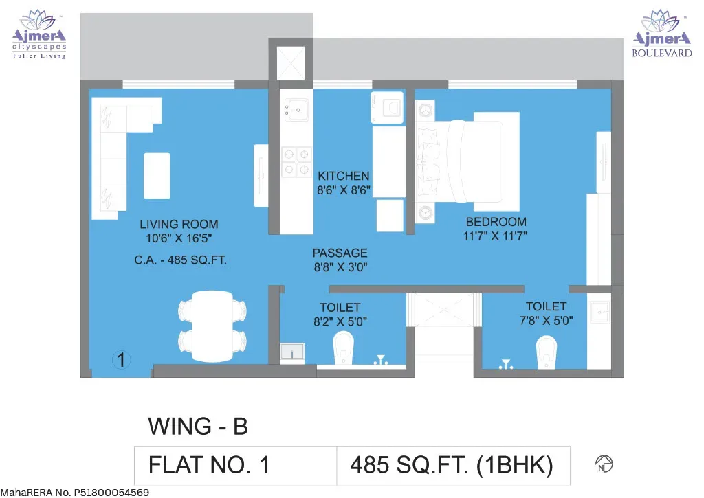 Unit plan - 485 sq.ft.