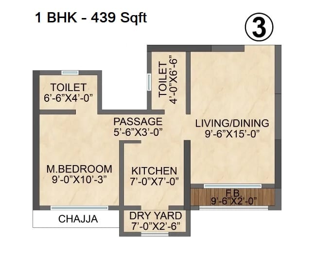 Vinay Sky Unit plan - 439 sq.ft.