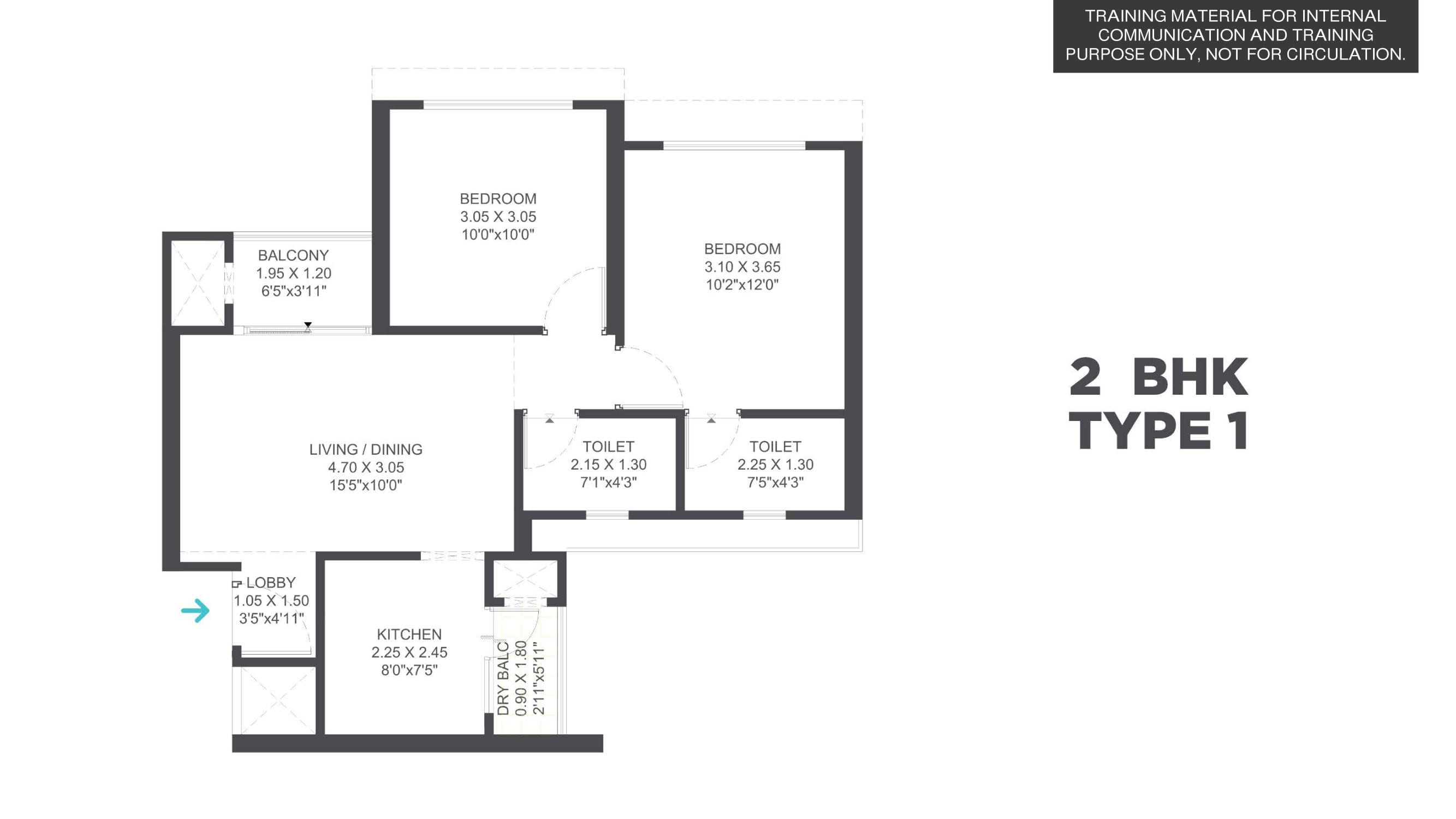 VTP Volare Unit plan - 620 sq.ft.