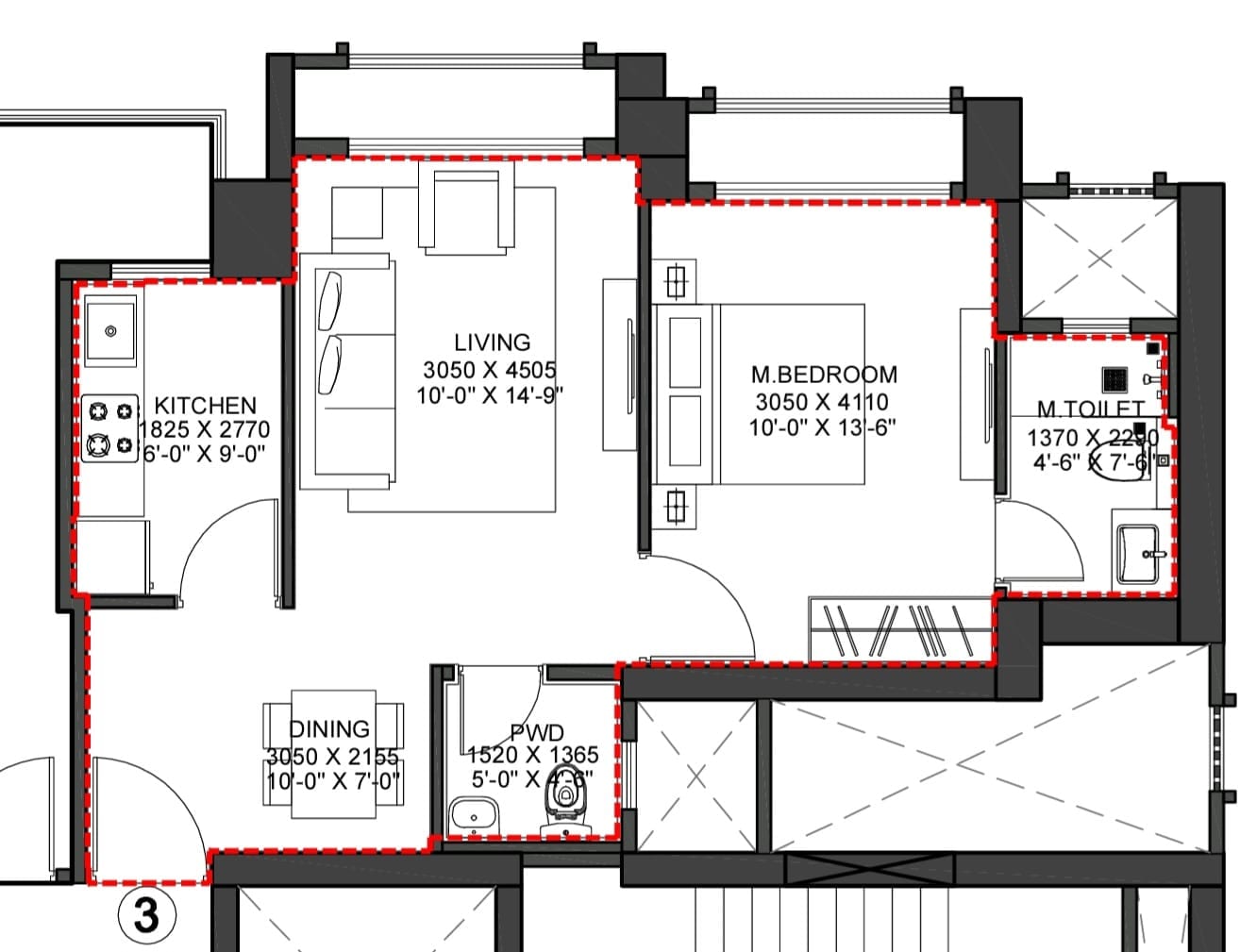 Unit plan - 483 sq.ft.