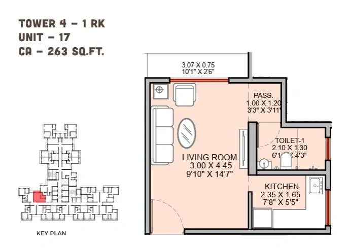 Unit plan - 263 sq.ft.