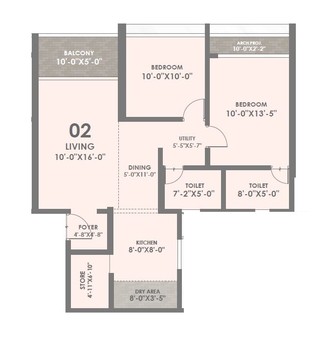 Shaligram Greenstone Unit plan - 842 sq.ft.