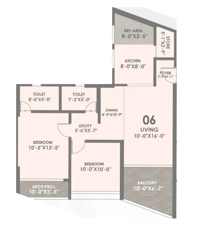 Shaligram Greenstone Unit plan - 847 sq.ft.