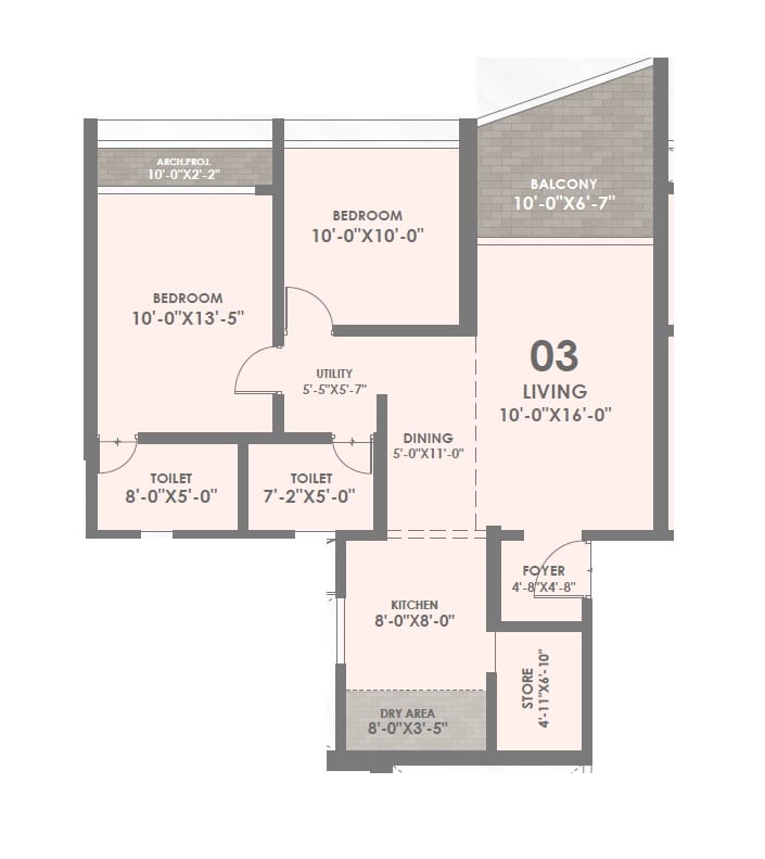 Shaligram Greenstone Unit plan - 856 sq.ft.
