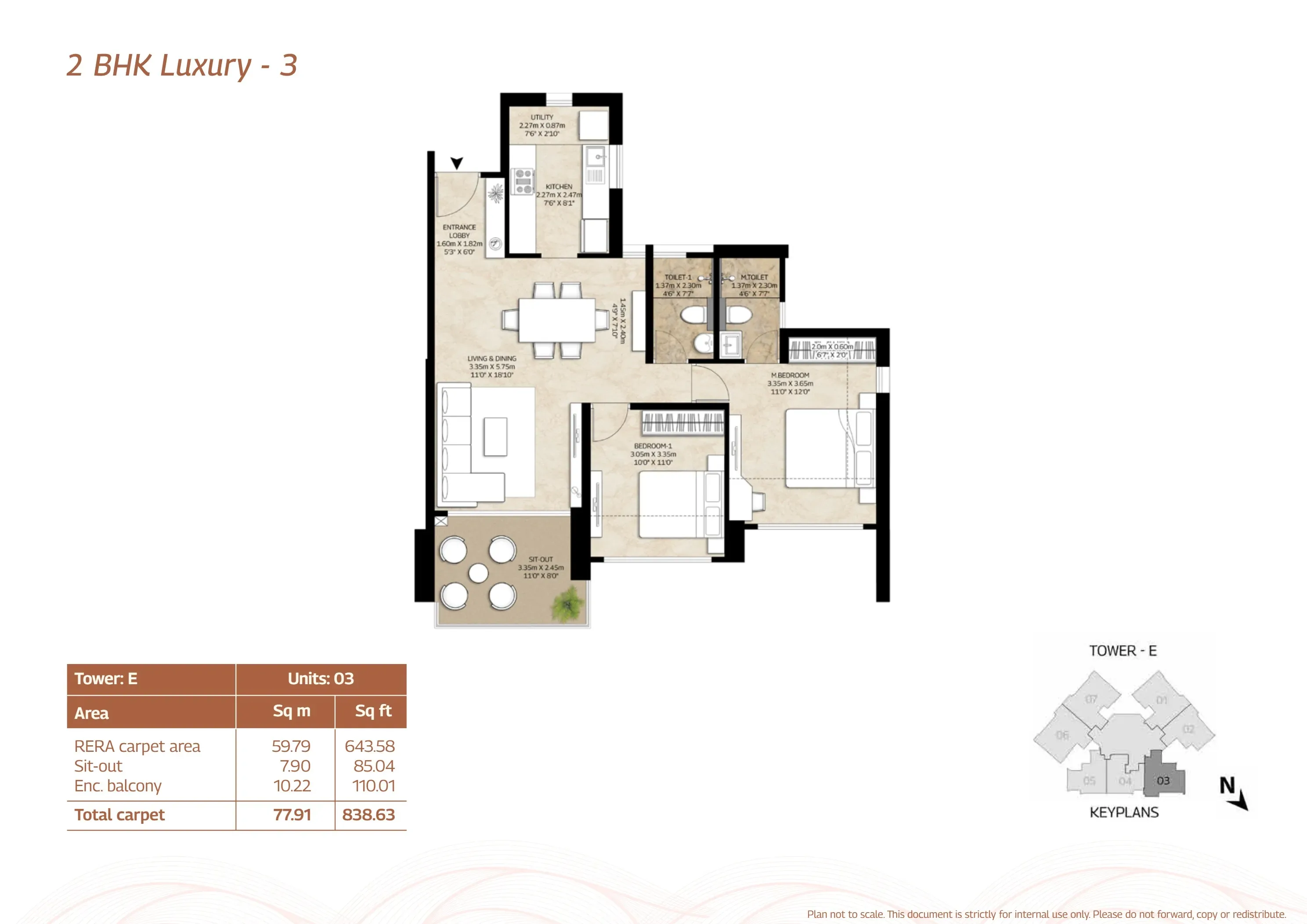 Mahindra Citadel Unit plan - 838 sq.ft.