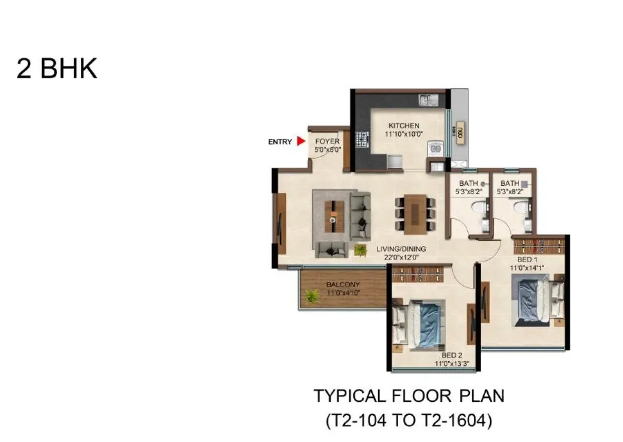 Unit plan - 905 sq.ft.