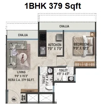 Unit plan - 379 sq.ft.