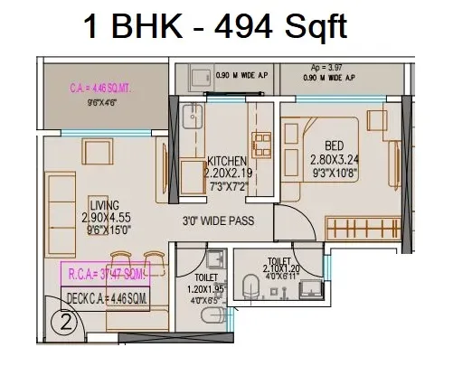 Nakshatra Gokul Unit plan - 494 sq.ft.