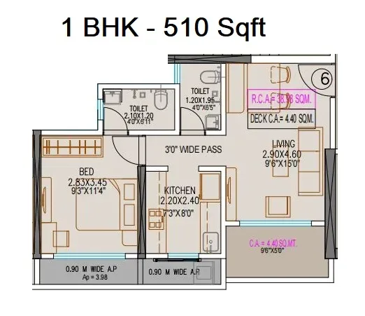 Nakshatra Gokul Unit plan - 510 sq.ft.