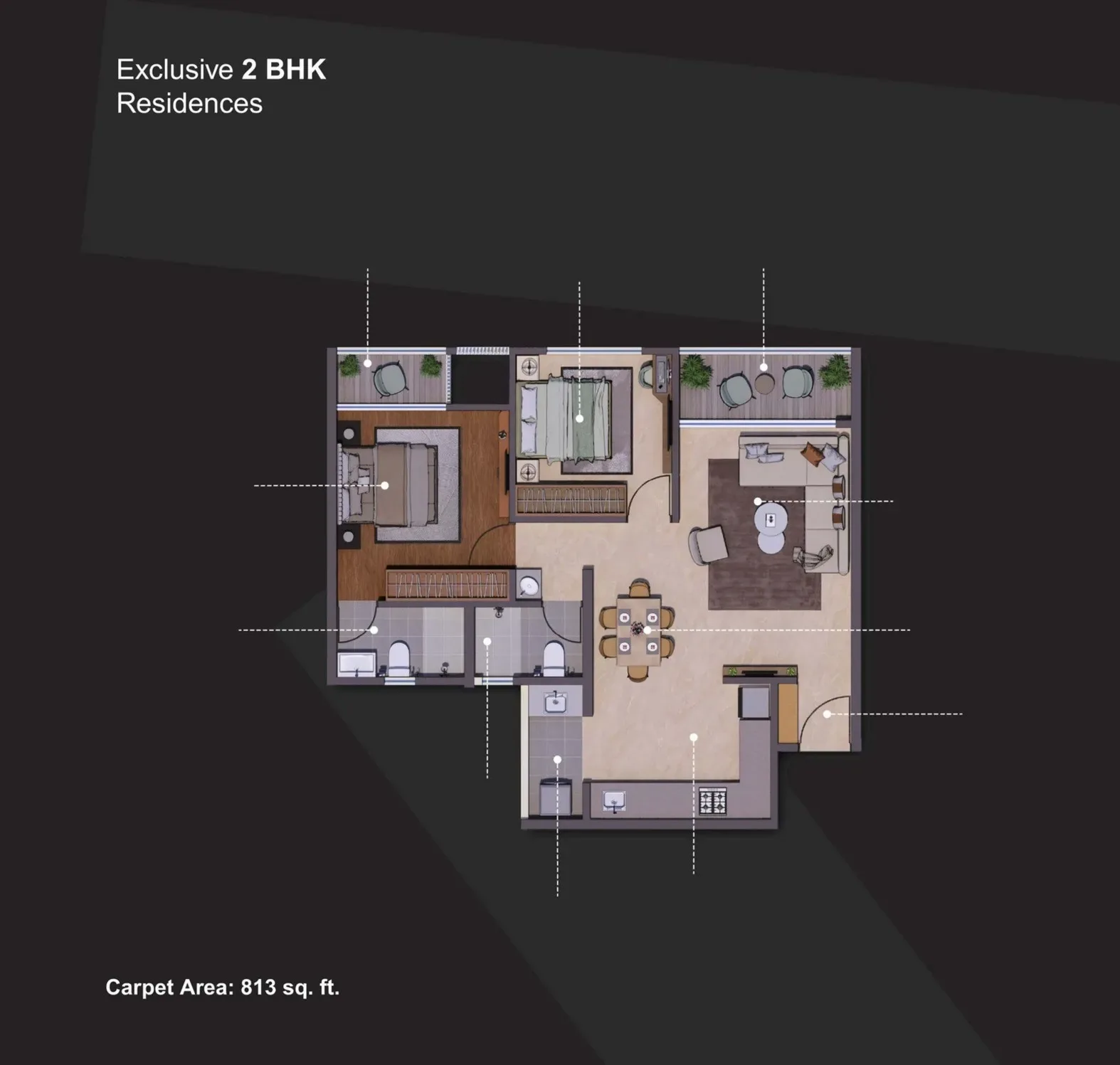 Bivega Silver Altair Unit plan - 813 sq.ft.