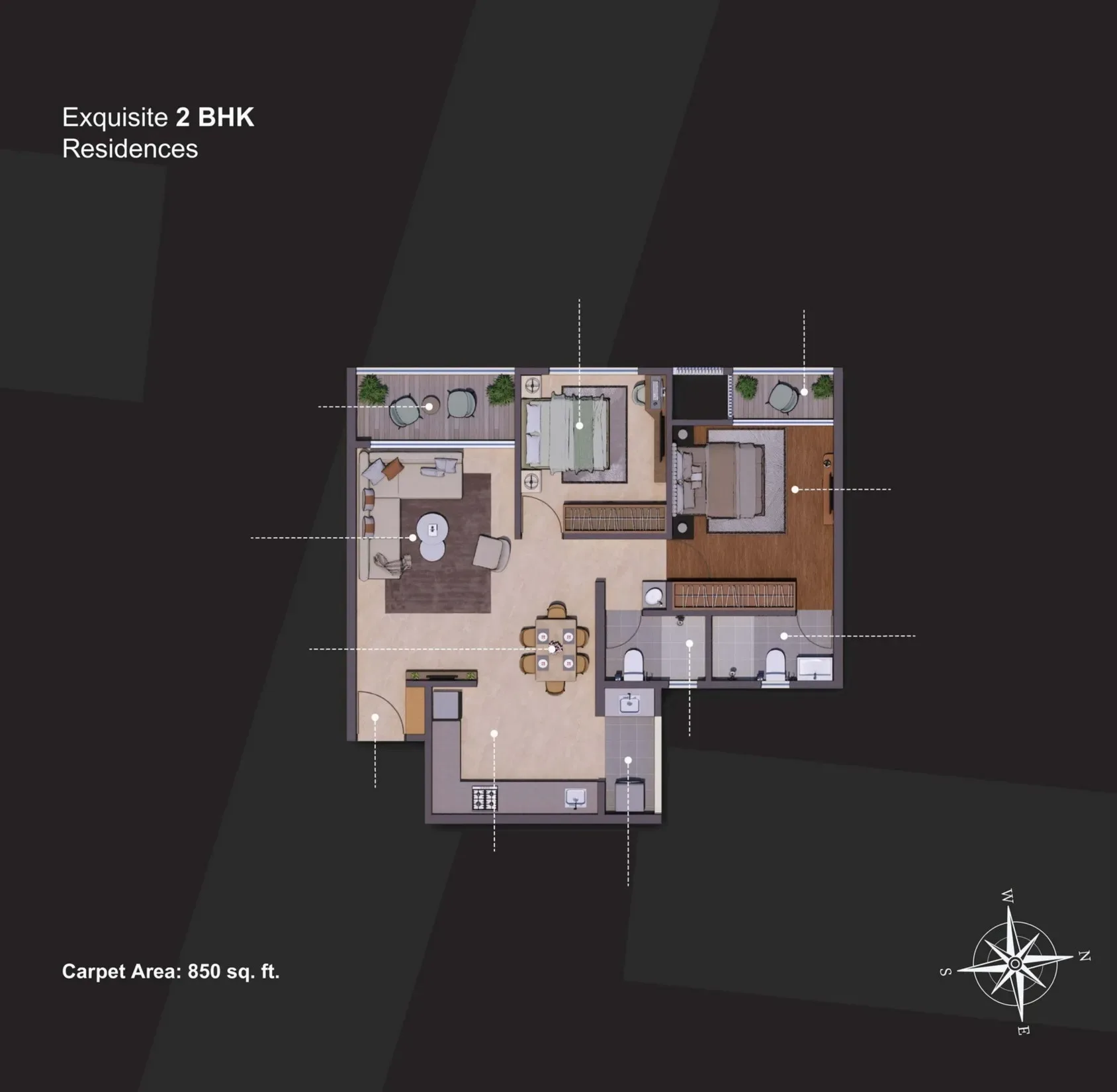 Bivega Silver Altair Unit plan - 850 sq.ft.