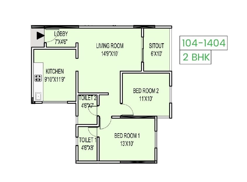 Sanjeevani Sahjeevan Unit plan - 788 sq.ft.