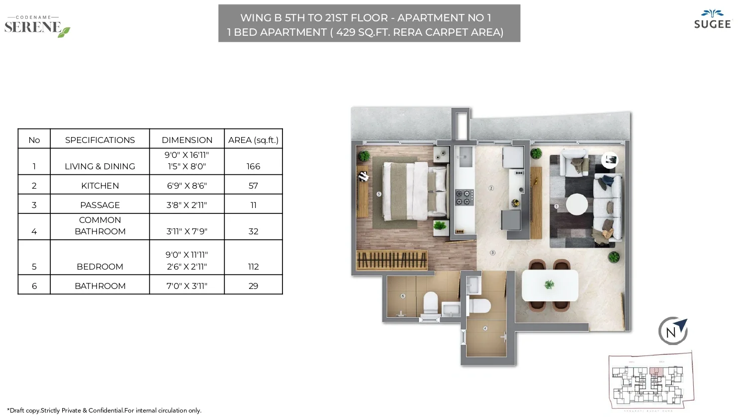 Unit plan - 429 sq.ft.