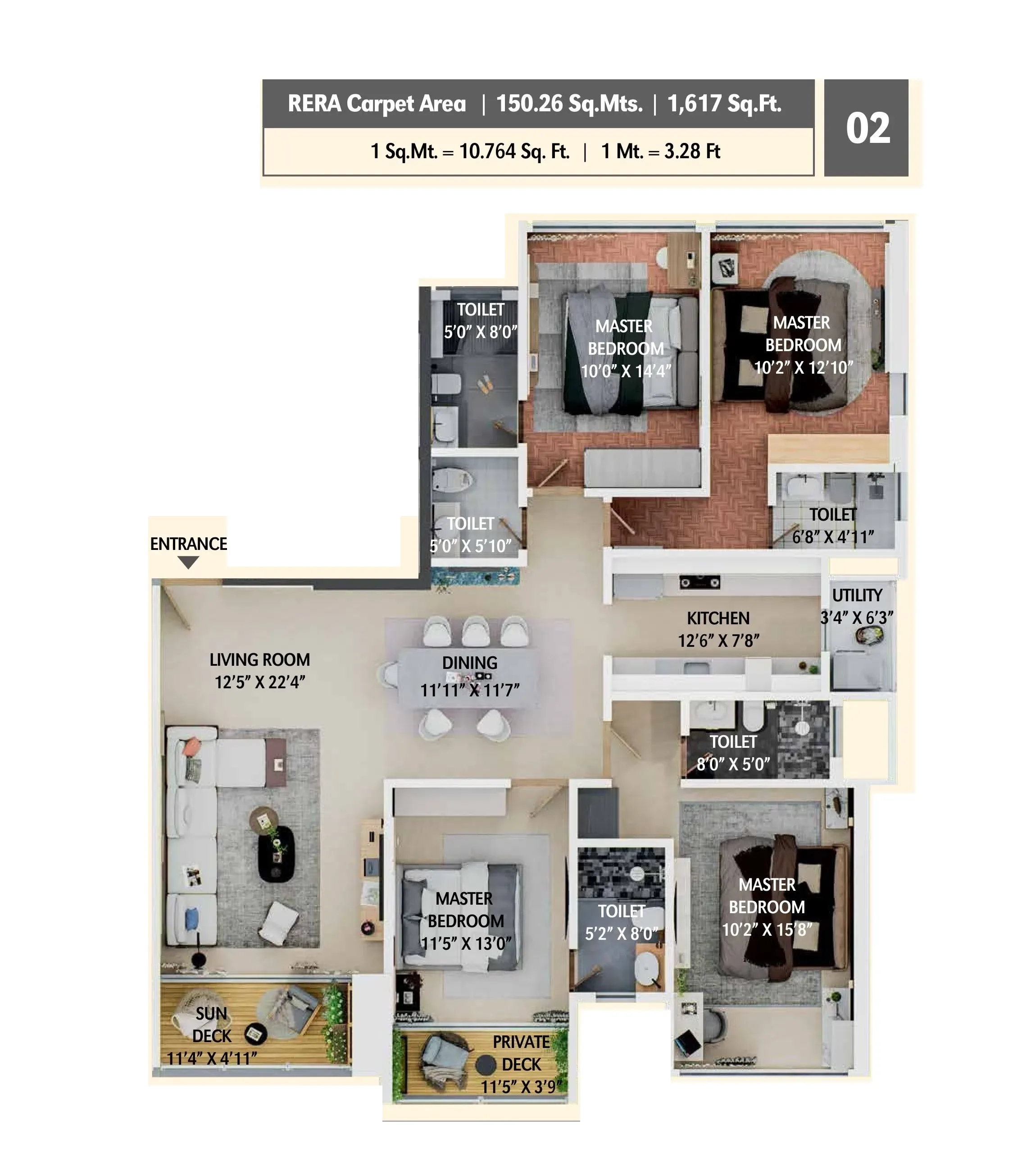 Shreenathji Luxorica Unit plan - 1617 sq.ft.