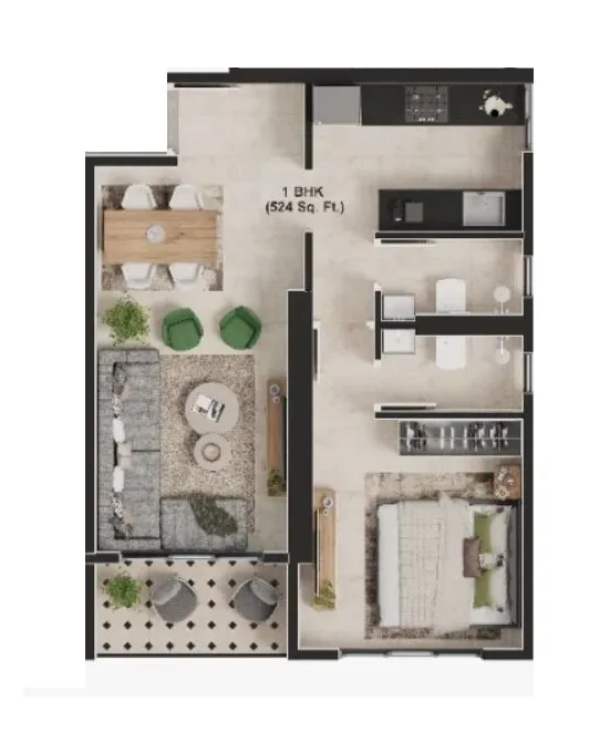 Unit plan - 524 sq.ft.