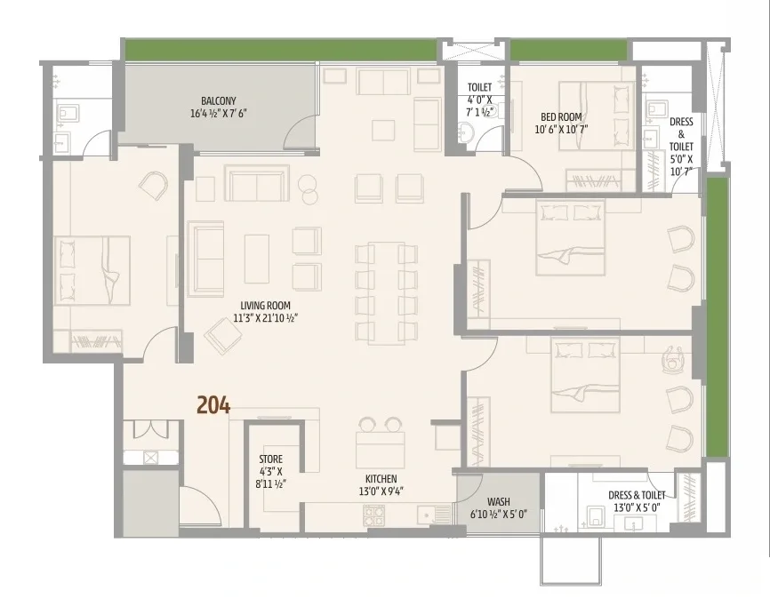 Unit plan - 1540 sq.ft.