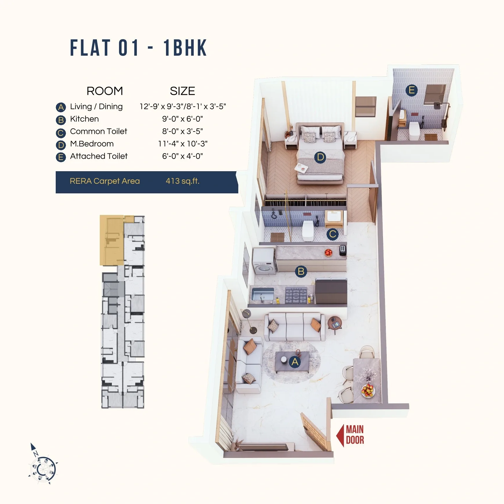 DTG Apex Unit plan - 413 sq.ft.